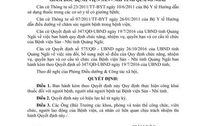 QUY ĐỊNH THỰC HIỆN CÔNG KHAI THUỐC ĐỐI VỚI NGƯỜI BỆNH, NGƯỜI NHÀ NGƯỜI BỆNH TẠI BỆNH VIỆN SẢN - NHI TỈNH